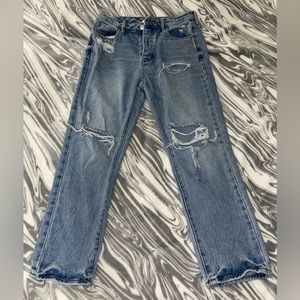 Pacsun High Waisted Cropped Light Wash Ripped Mom Jeans